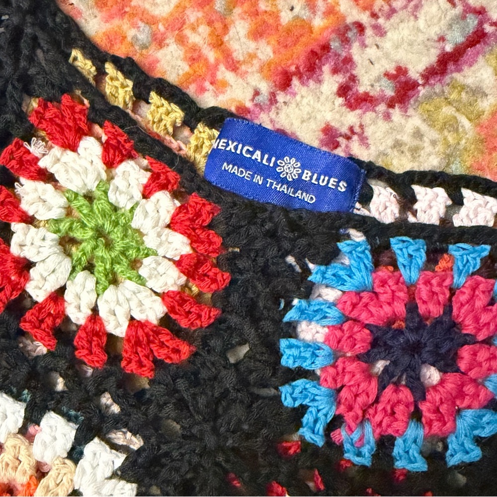 Mexicali Blues Colorful Granny Square Crochet Crop Top - Picture 2 of 2